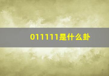 011111是什么卦