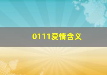 0111爱情含义