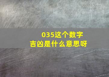 035这个数字吉凶是什么意思呀