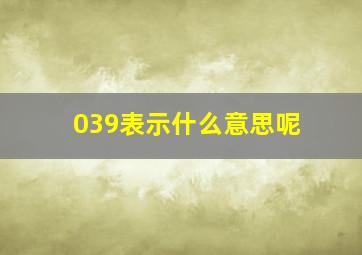 039表示什么意思呢