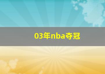 03年nba夺冠