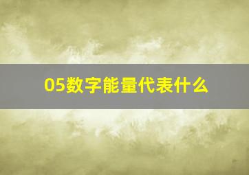 05数字能量代表什么