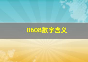 0608数字含义