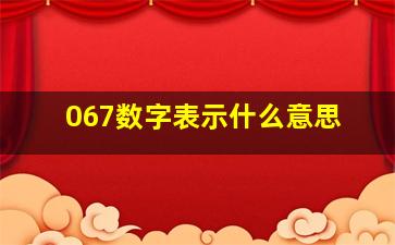 067数字表示什么意思