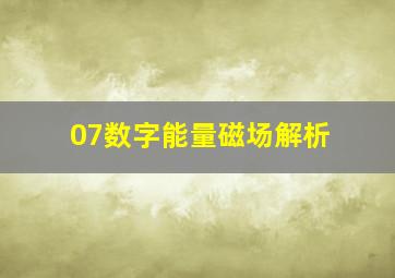 07数字能量磁场解析