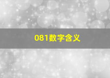 081数字含义