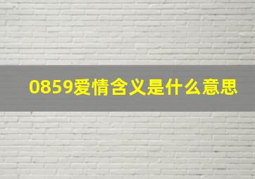 0859爱情含义是什么意思