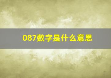 087数字是什么意思