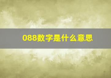 088数字是什么意思