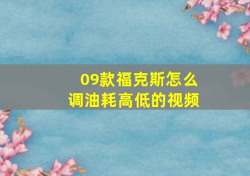 09款福克斯怎么调油耗高低的视频