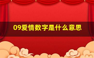 09爱情数字是什么意思