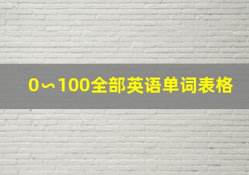 0∽100全部英语单词表格