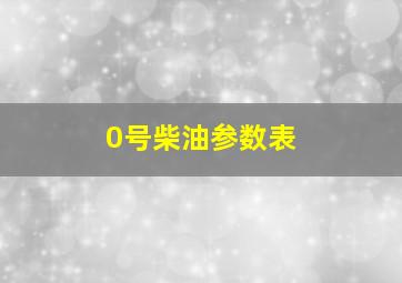 0号柴油参数表