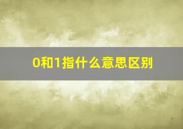 0和1指什么意思区别