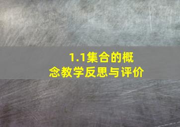 1.1集合的概念教学反思与评价