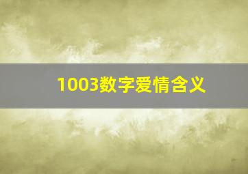 1003数字爱情含义