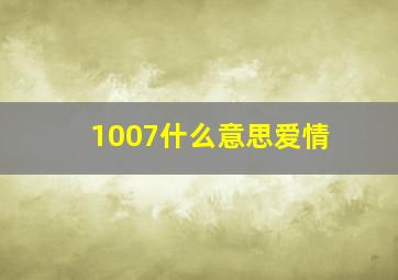 1007什么意思爱情