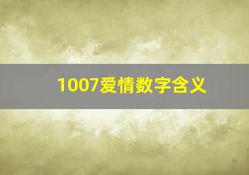 1007爱情数字含义