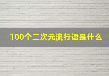 100个二次元流行语是什么