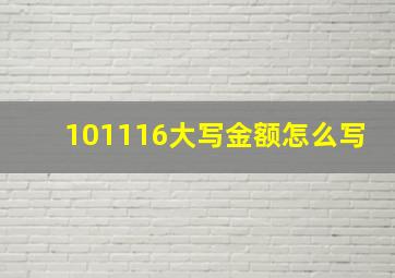 101116大写金额怎么写