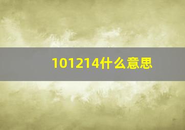 101214什么意思