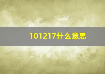 101217什么意思