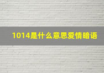 1014是什么意思爱情暗语