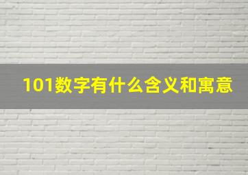 101数字有什么含义和寓意