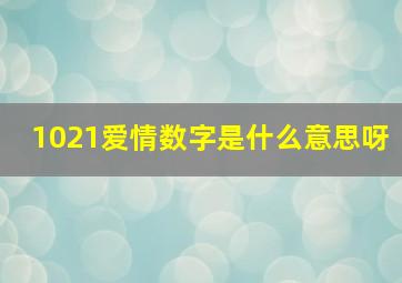 1021爱情数字是什么意思呀