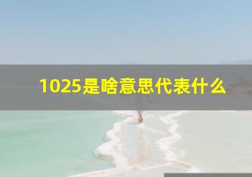 1025是啥意思代表什么