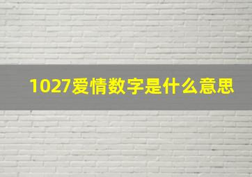 1027爱情数字是什么意思