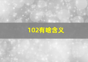 102有啥含义