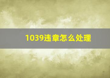 1039违章怎么处理