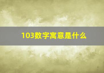 103数字寓意是什么