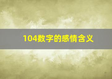 104数字的感情含义