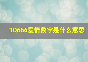 10666爱情数字是什么意思