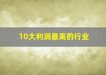 10大利润最高的行业