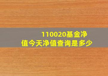 110020基金净值今天净值查询是多少