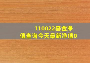 110022基金净值查询今天最新净值0