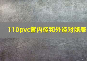 110pvc管内径和外径对照表