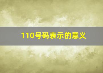 110号码表示的意义