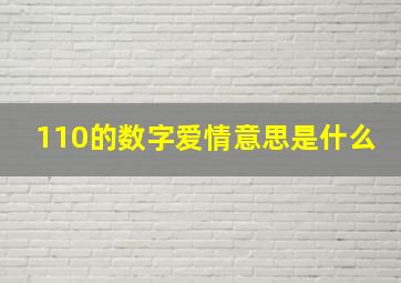 110的数字爱情意思是什么