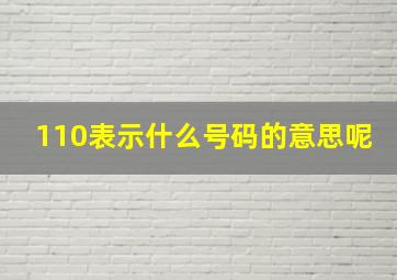 110表示什么号码的意思呢