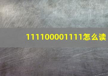 111100001111怎么读