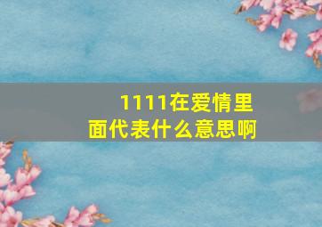 1111在爱情里面代表什么意思啊