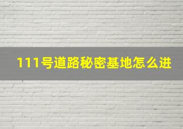 111号道路秘密基地怎么进