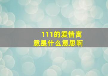 111的爱情寓意是什么意思啊