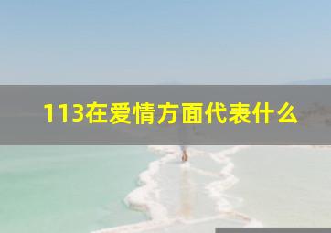 113在爱情方面代表什么