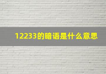 12233的暗语是什么意思