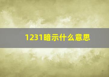 1231暗示什么意思